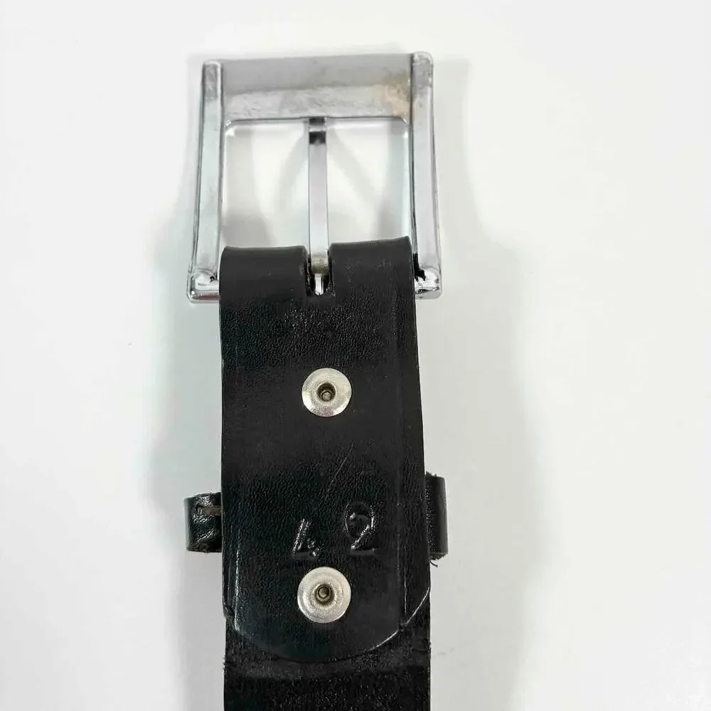 Men's Black Mexican Leather Embossed Basketweave Belt - Size 42 (XL)